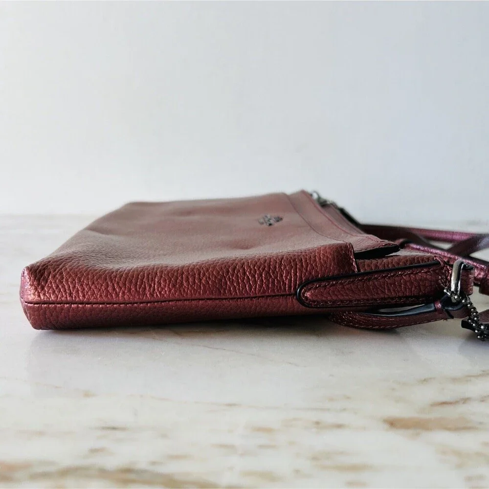 COACH Metallic Cherry Leather Multiple Journal Pop Out Pouch Crossbody Bag